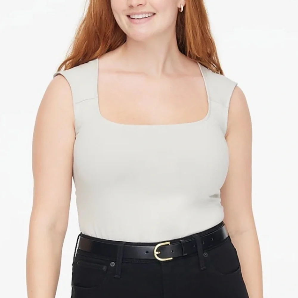 J crew Cap-sleeve stretch cotton-blend squareneck tank top